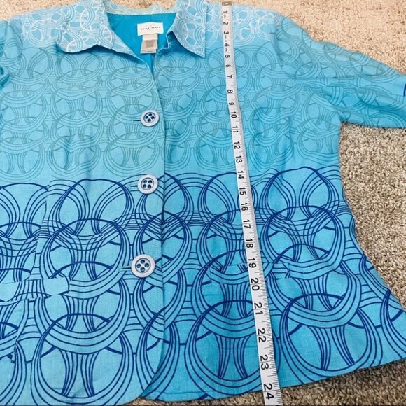 Emma James Linen Cotton Blazer Blue Ombre - Picture 8 of 14